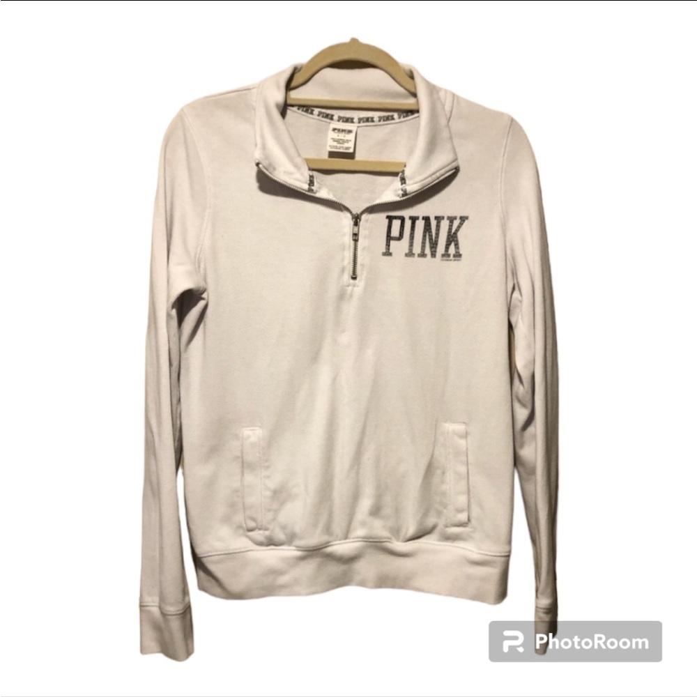 VS Pink 1/4 zip pull over sweatshirt Size Small